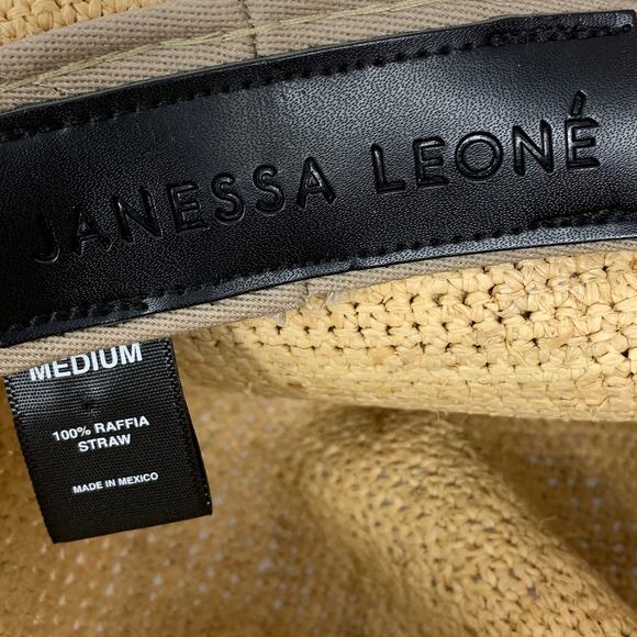 Janessa Leone 100% Raffia Straw Hat Womens Sz Medium Natural Tan - Picture 6 of 6